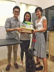 YAY Tanya and Muddy won 3rd place in the lucky draw! Muddy can't wait to try out the vegan treats and tea-tree oil shampoo!